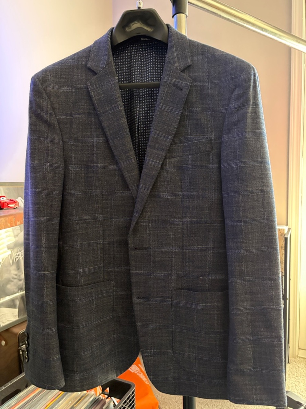 Murano Navy Blue Plaid Sport Coat